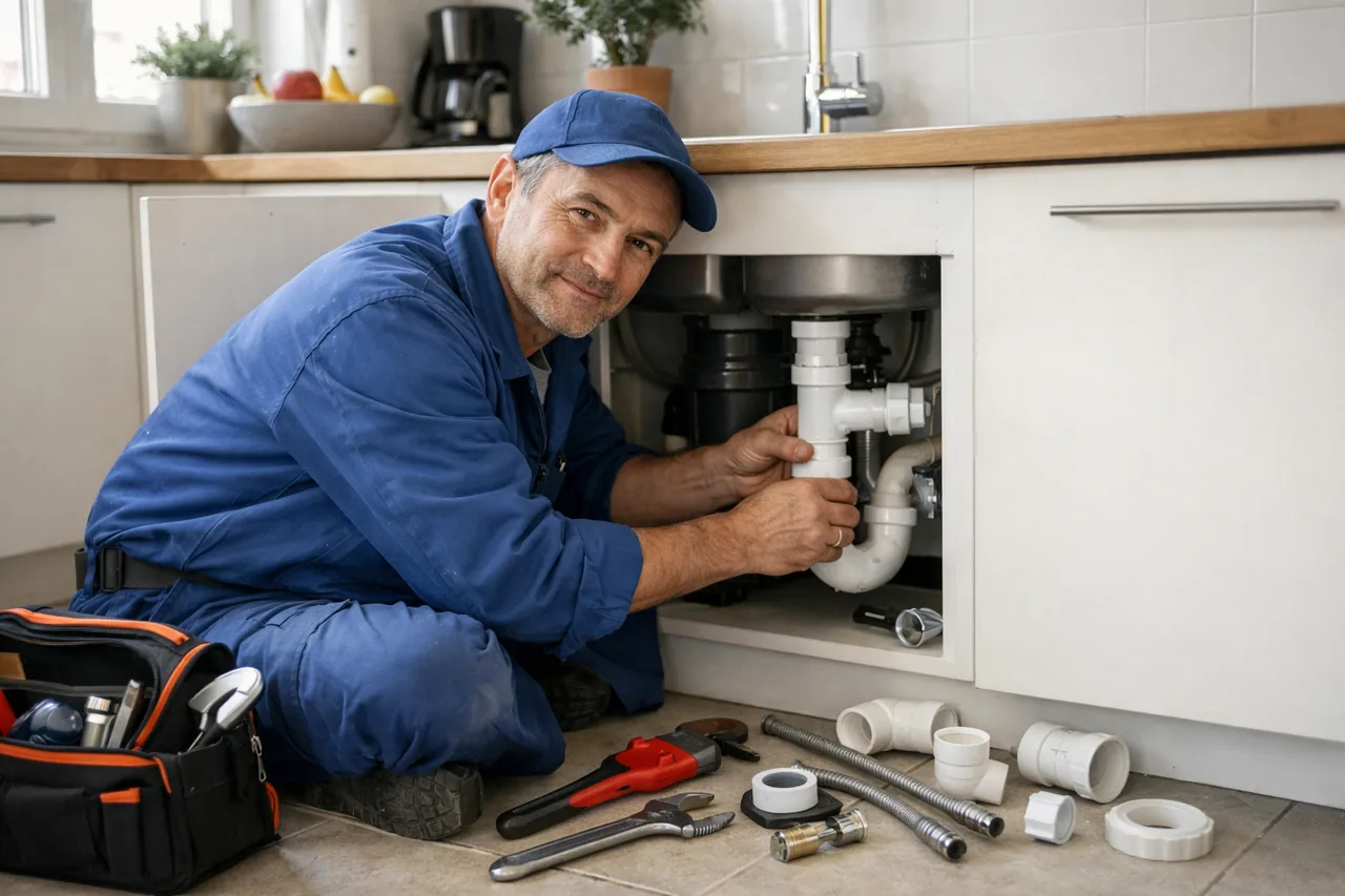 Intervention plombier à Athis-Mons : artisan au travail